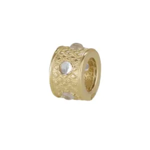 14k Gold White Topaz Rondelle Bead / Roundel Bead Charm