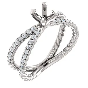 14K Round 3/8 CTW Diamond Semi-Set Engagement Ring