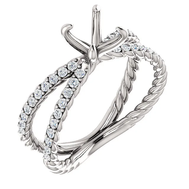 14K Round 3/8 CTW Diamond Semi-Set Engagement Ring