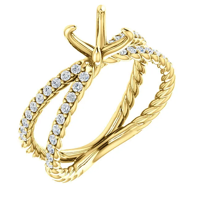 14K Round 3/8 CTW Diamond Semi-Set Engagement Ring