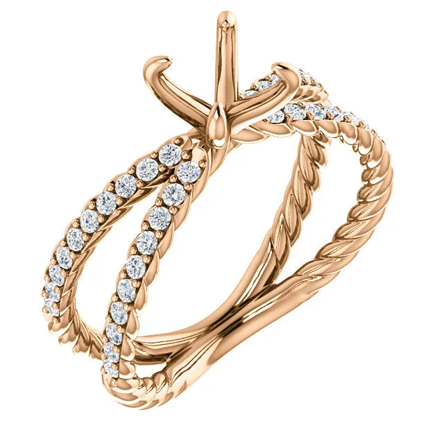 14K Round 3/8 CTW Diamond Semi-Set Engagement Ring