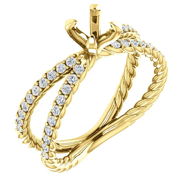 14K Round 3/8 CTW Diamond Semi-Set Engagement Ring