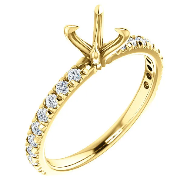 14K White  Round 1/3 CTW Diamond Semi-Set French-Set Engagement Ring