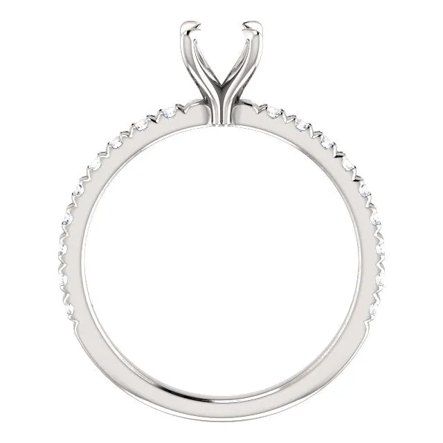 14K White  Round 1/3 CTW Diamond Semi-Set French-Set Engagement Ring