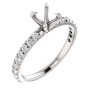 14K White  Round 1/3 CTW Diamond Semi-Set French-Set Engagement Ring