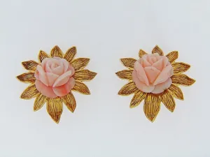 18K-YG CORAL EARCLIPS