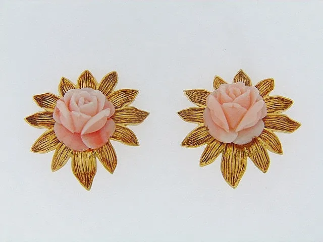 18K-YG CORAL EARCLIPS