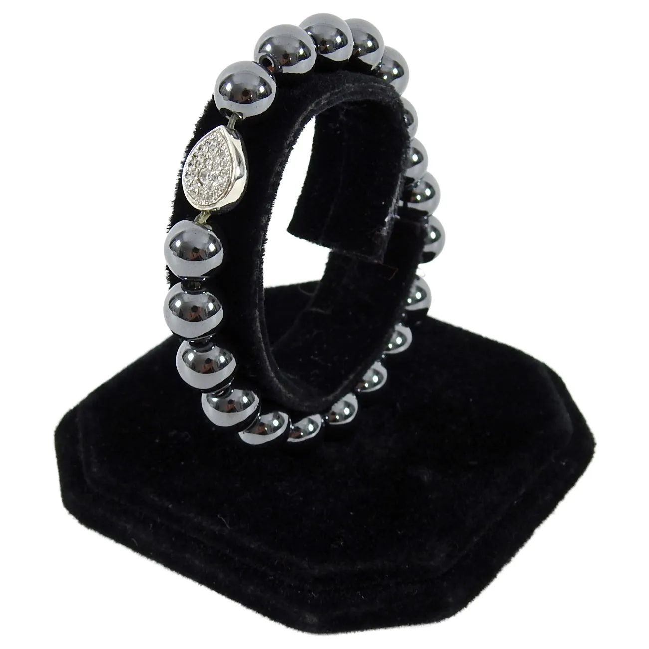 Anzie Hematite Bead Bracelet with Sterling and White Topaz
