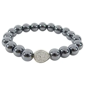 Anzie Hematite Bead Bracelet with Sterling and White Topaz