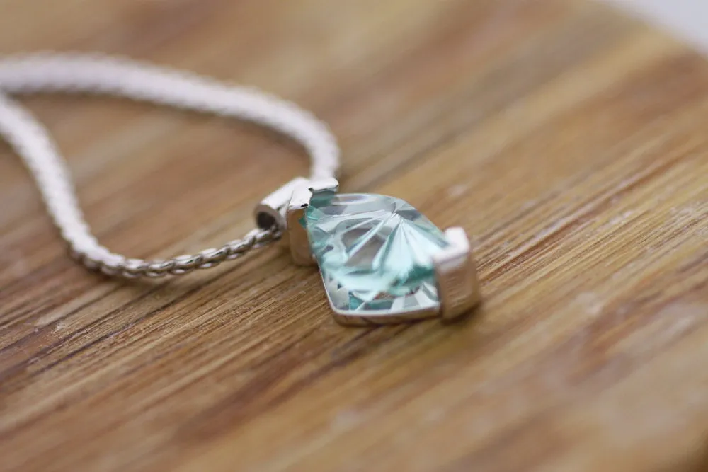 Aquamarine silver pendant