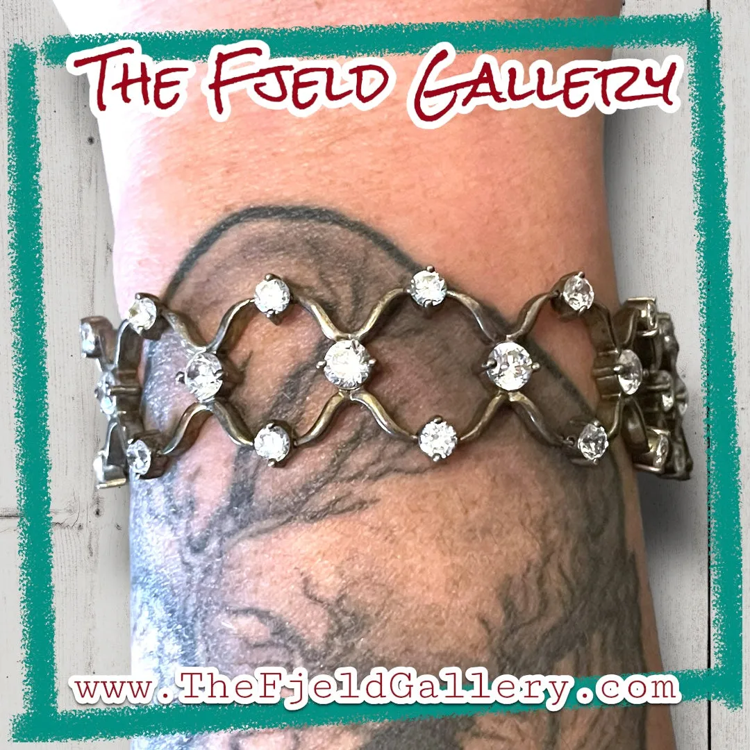 Art Nouveau Sterling Quartz Gemstone Wave Bracelet