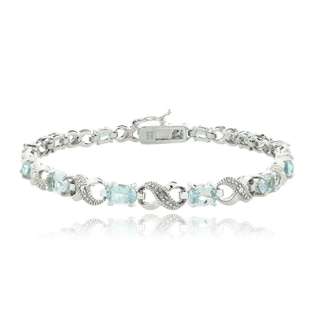 Blue Topaz Infinity Bracelet in 18K White Gold Plated - Hypoallergenic & Made to Last