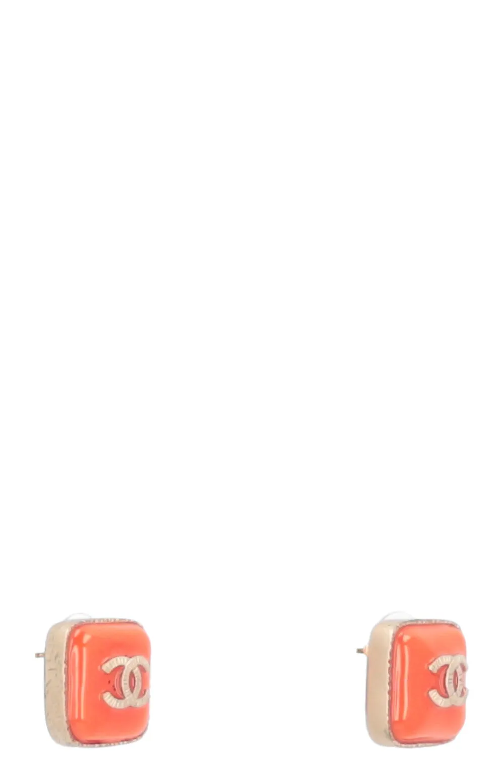 CHANEL 2014 CC Square Coral Earrings