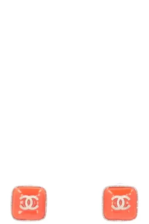 CHANEL 2014 CC Square Coral Earrings