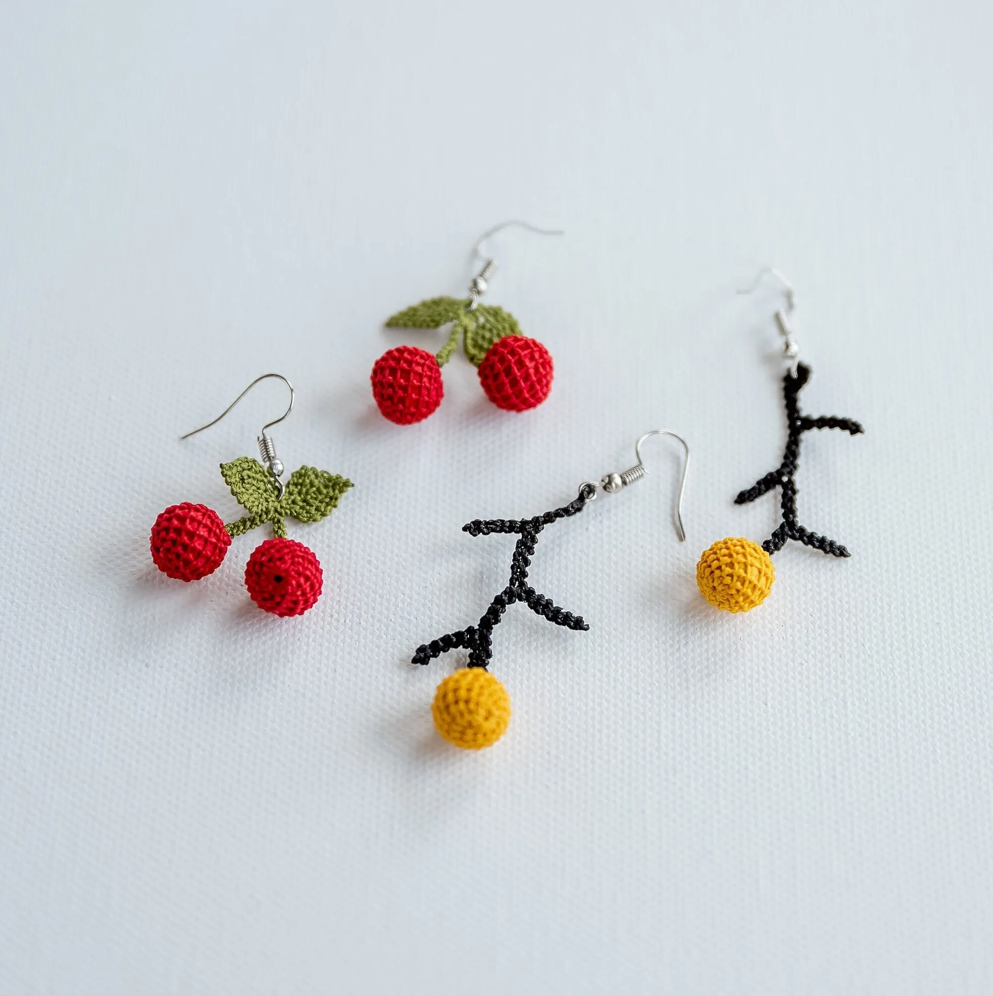 Crochet Cherry Earrings