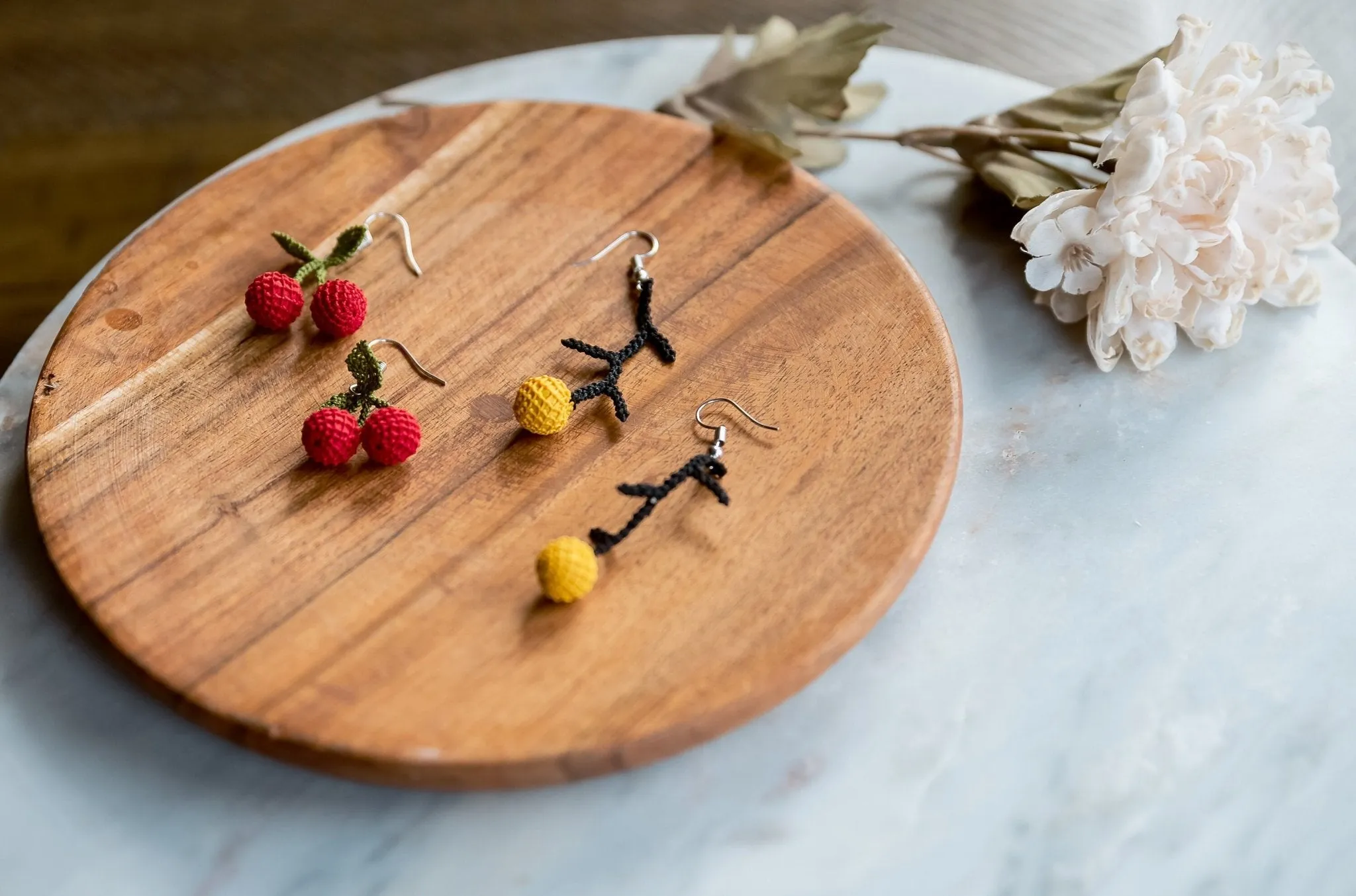 Crochet Cherry Earrings