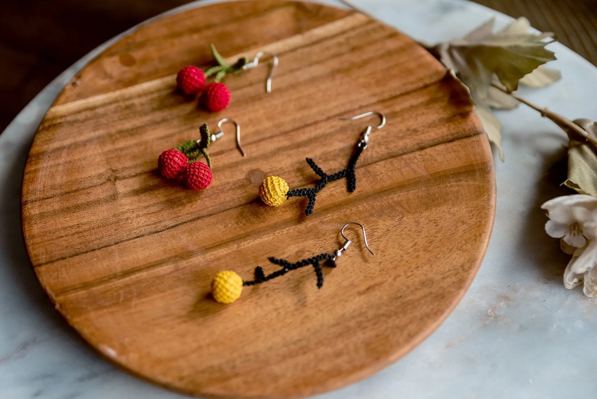Crochet Cherry Earrings