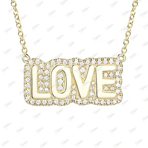 Diamond Bubble Love Pendant Necklace 16"17"18"