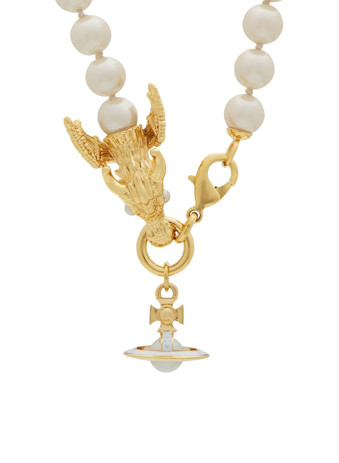 Dragon Necklace - Gold/White - 6301012O-02R125-CN
