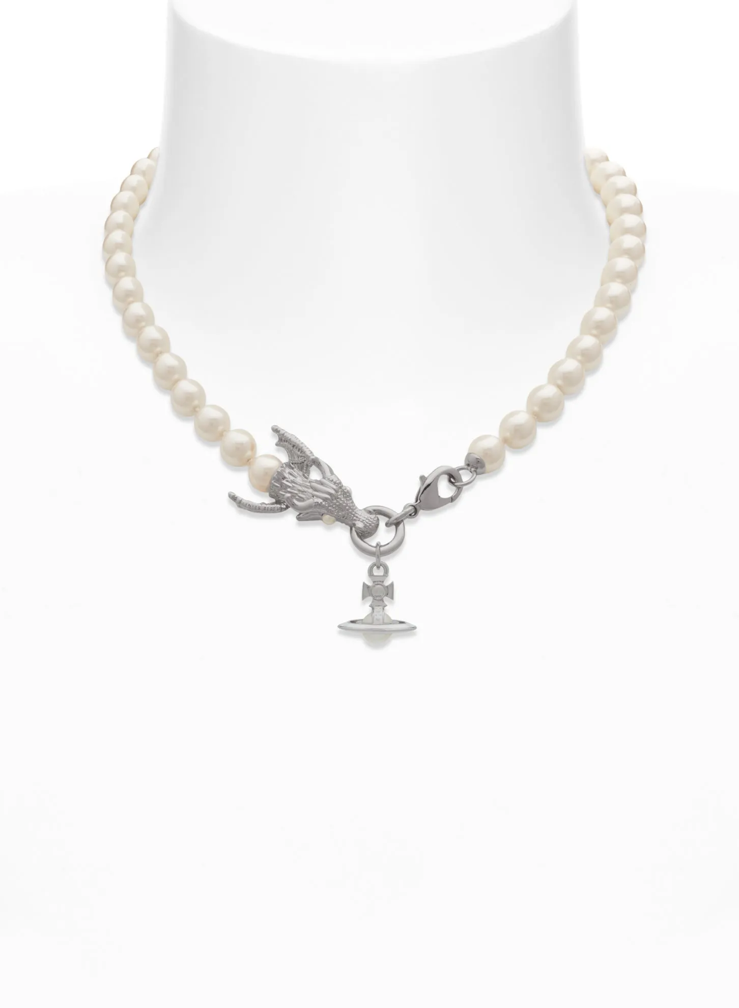 Dragon Necklace - Silver/White - 6301012O-02P113-CN