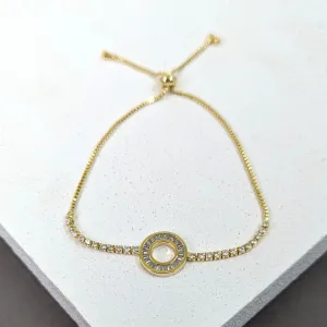 Friendship bracelet with baguette crystal set open circle