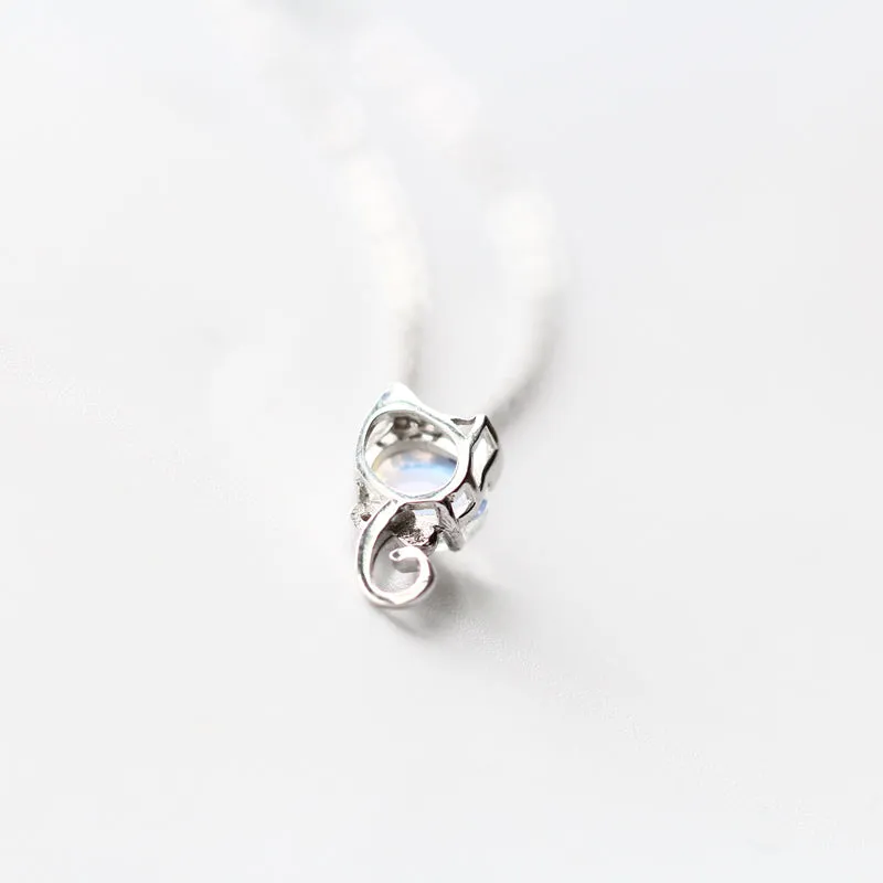 Handmade Cute Moonstone Pendant Necklace Silver Gemstone Jewelry Accessories for Women