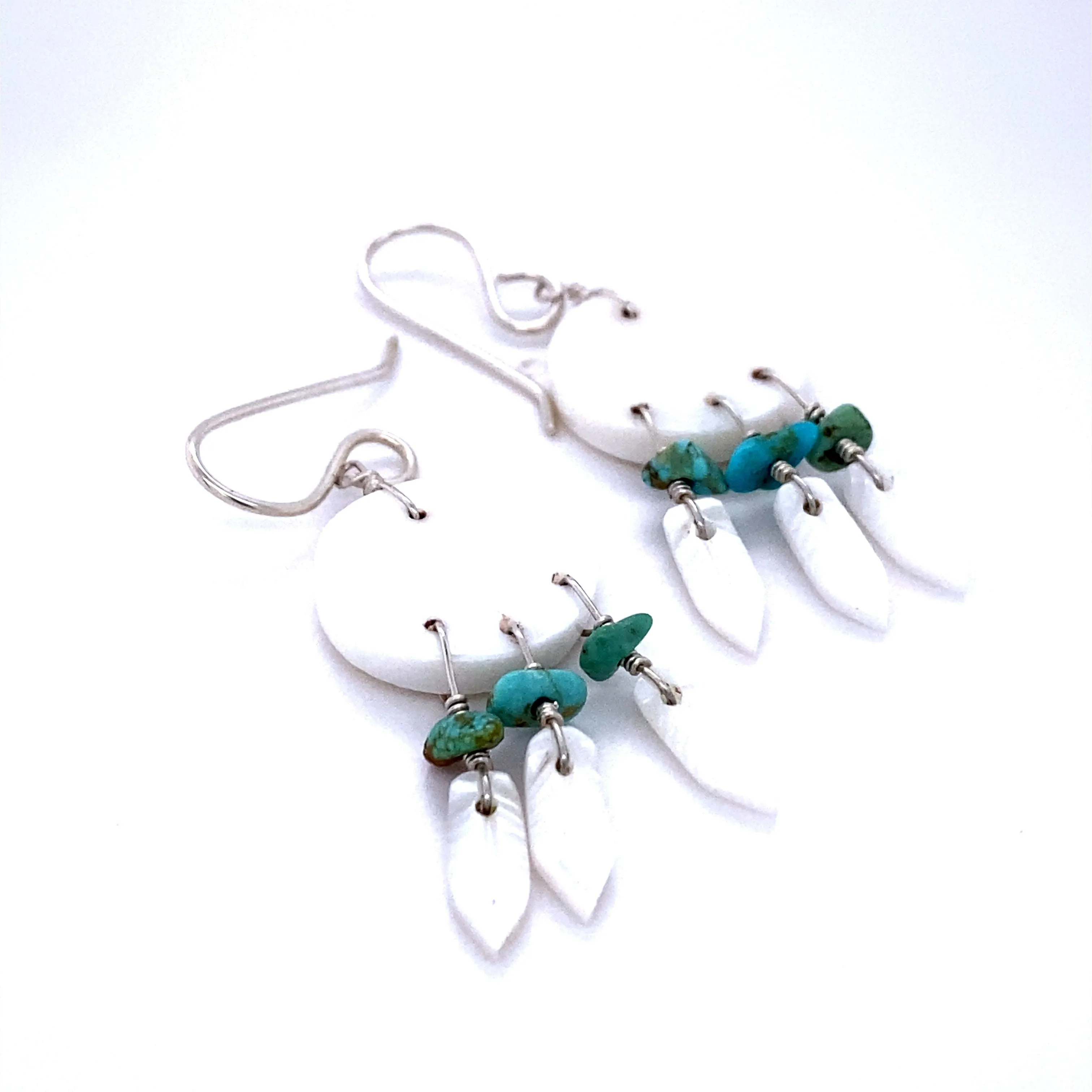 Handmade Earrings with 3 Small Stone Feathers