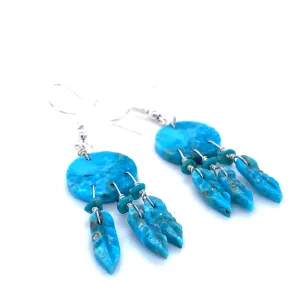 Handmade Earrings with 3 Small Stone Feathers