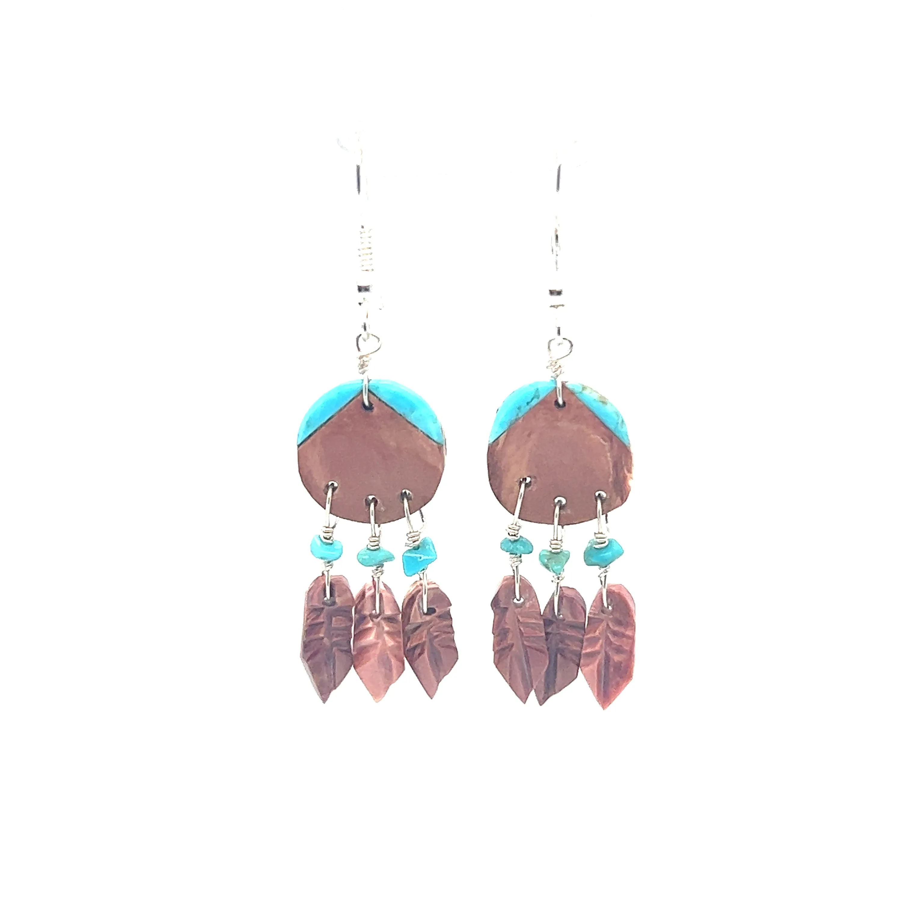Handmade Earrings with 3 Small Stone Feathers