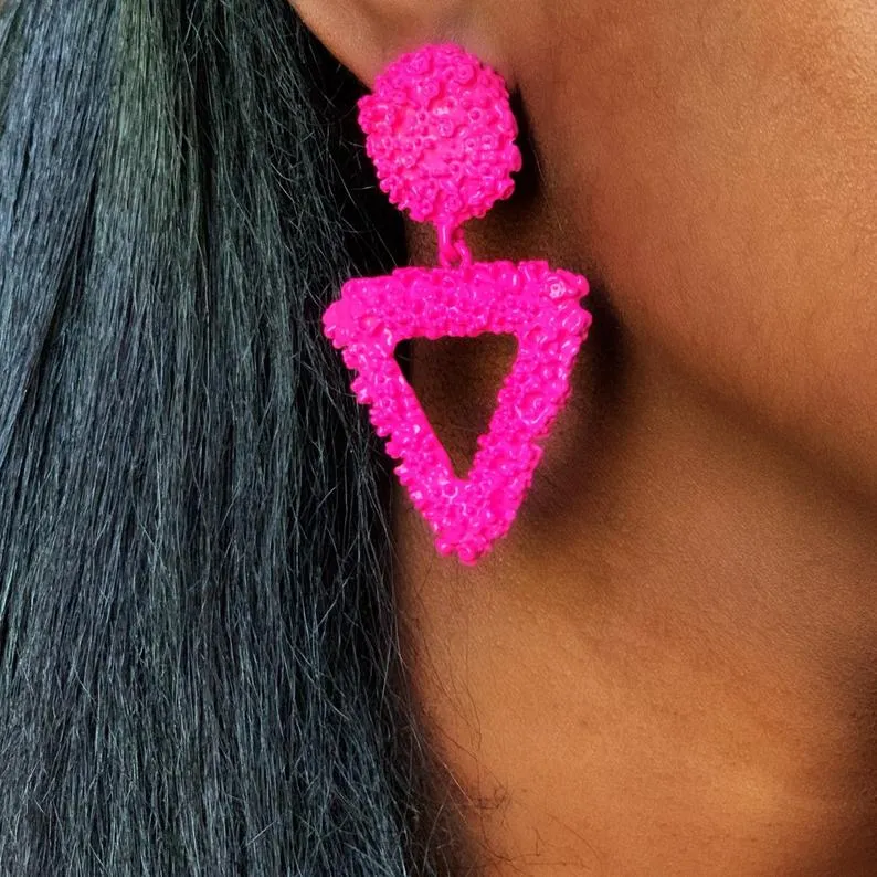 Hazel Neon Triangle Drop Earrings