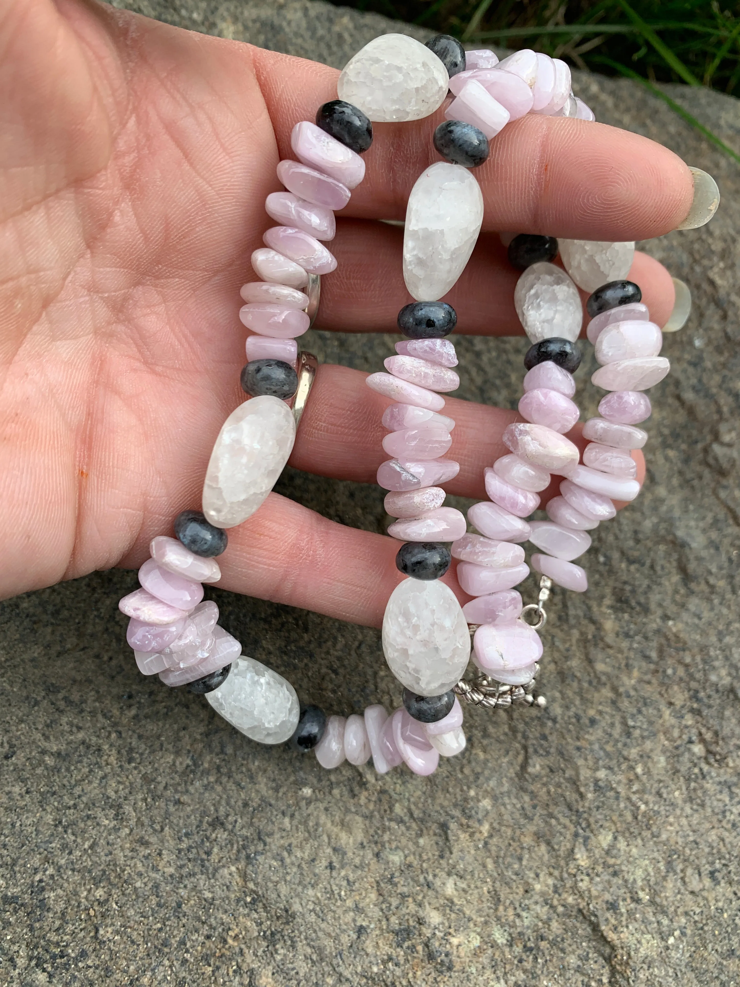 Kunzite chip necklace