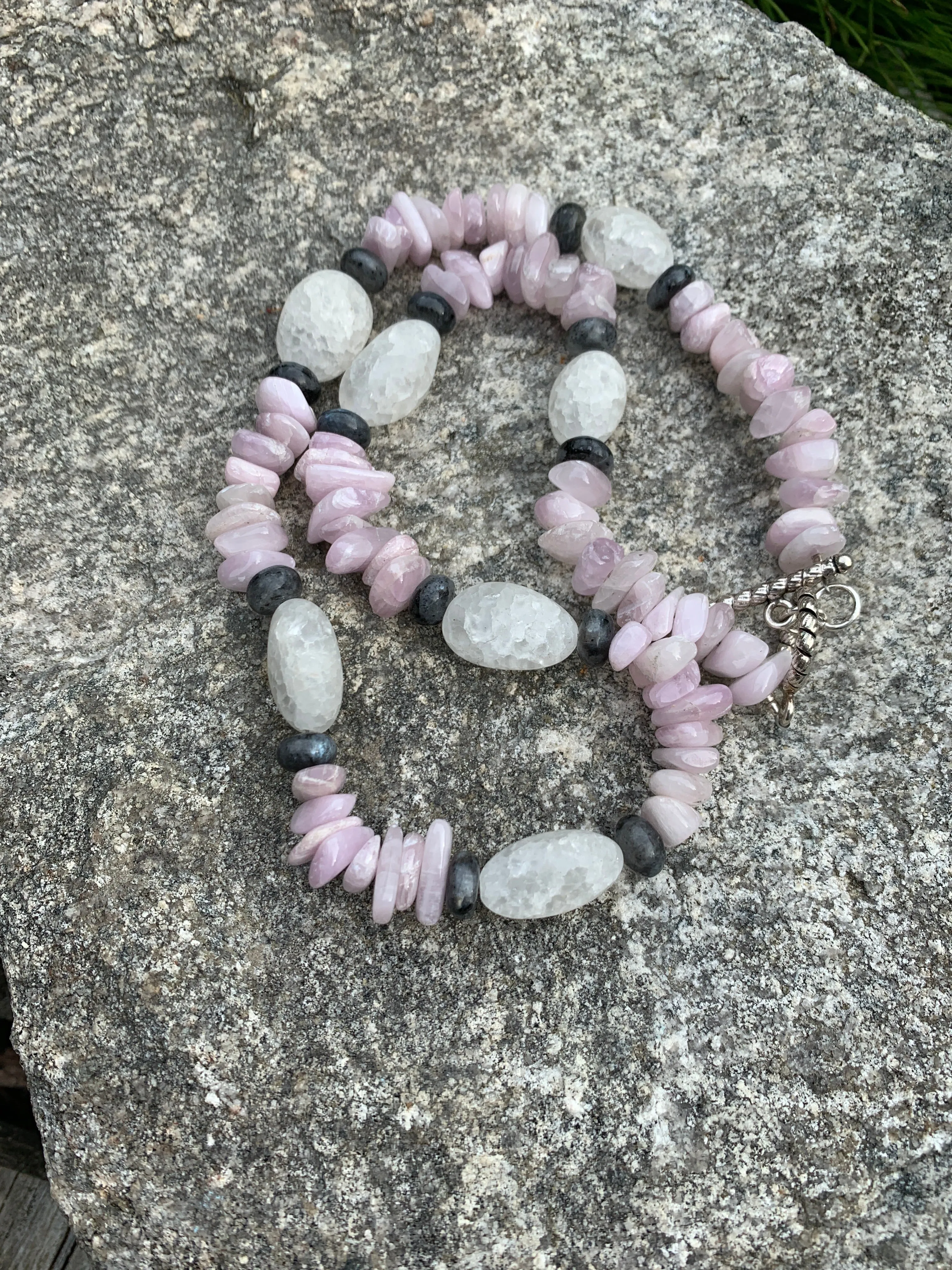 Kunzite chip necklace