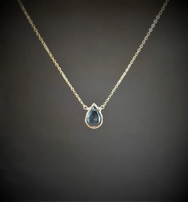 London Blue Topaz Pear Briolette Pendant Necklace