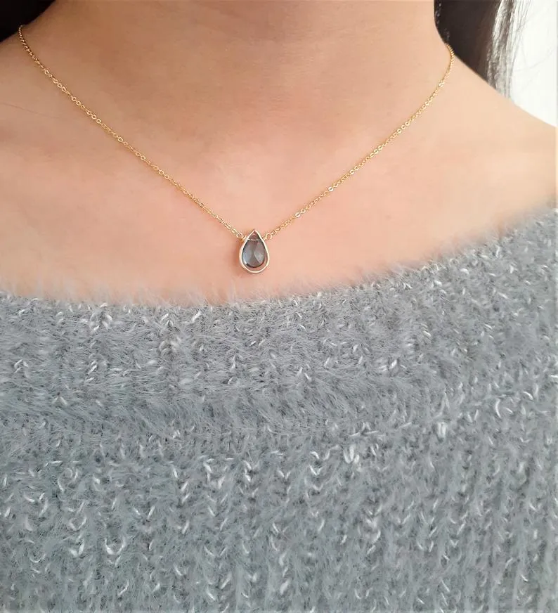 London Blue Topaz Pear Briolette Pendant Necklace