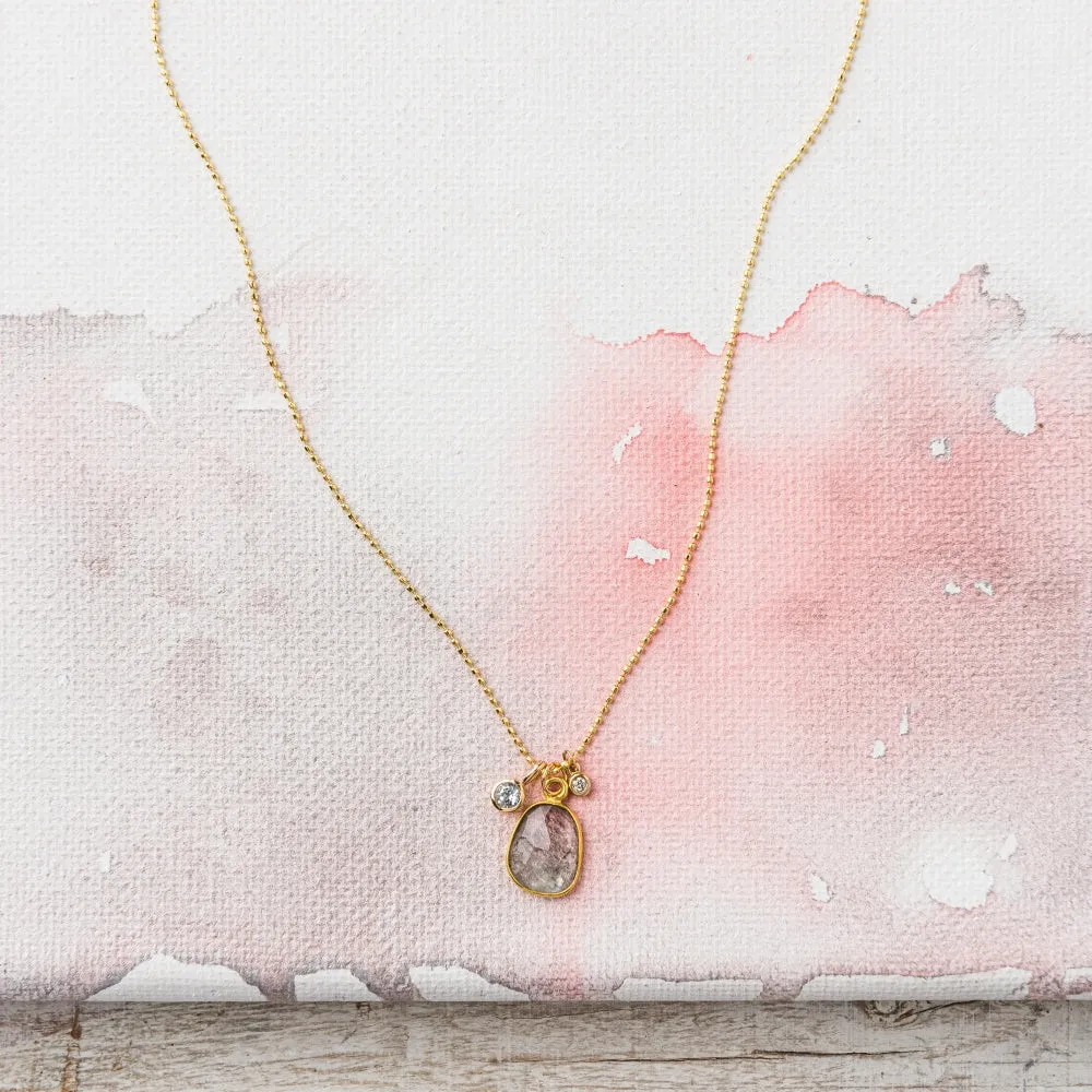 Moss Aquamarine Necklace with Aqua and Diamond in 14k Gold