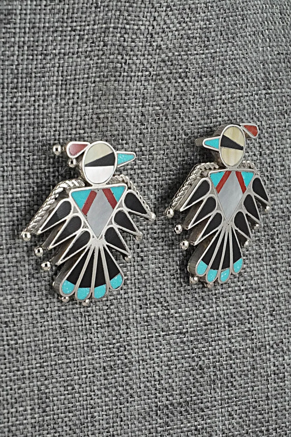 Multi-Stone Inlay & Sterling Silver Earrings - Adrian Wallace