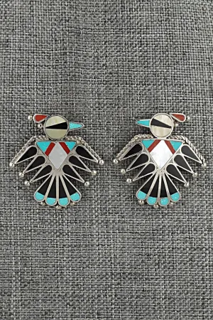 Multi-Stone Inlay & Sterling Silver Earrings - Adrian Wallace