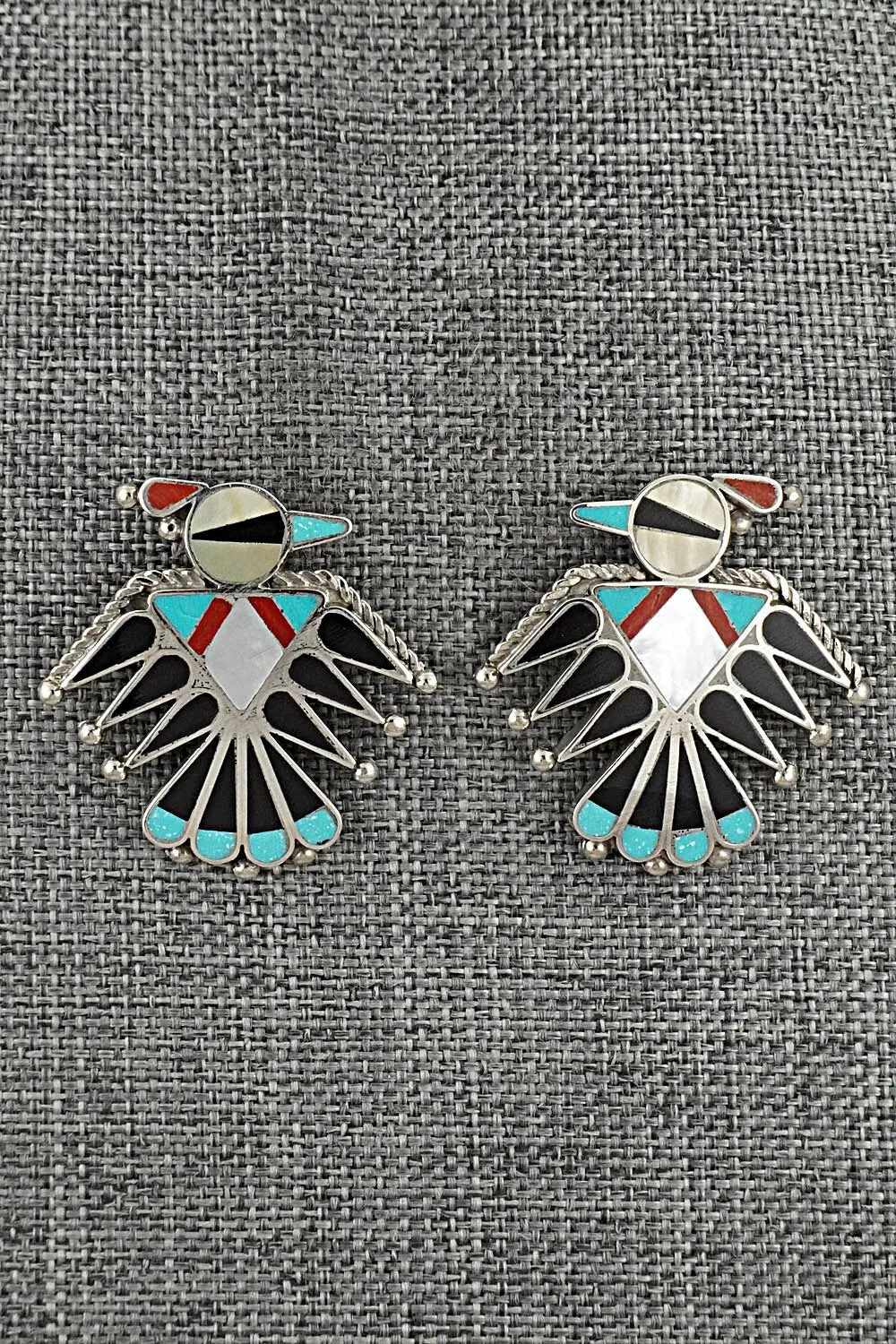 Multi-Stone Inlay & Sterling Silver Earrings - Adrian Wallace