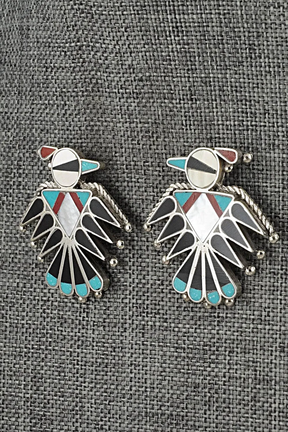 Multi-Stone Inlay & Sterling Silver Earrings - Adrian Wallace