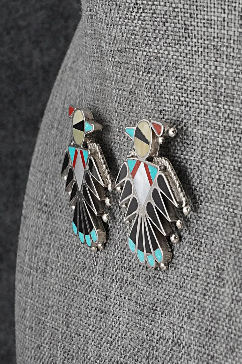 Multi-Stone Inlay & Sterling Silver Earrings - Adrian Wallace
