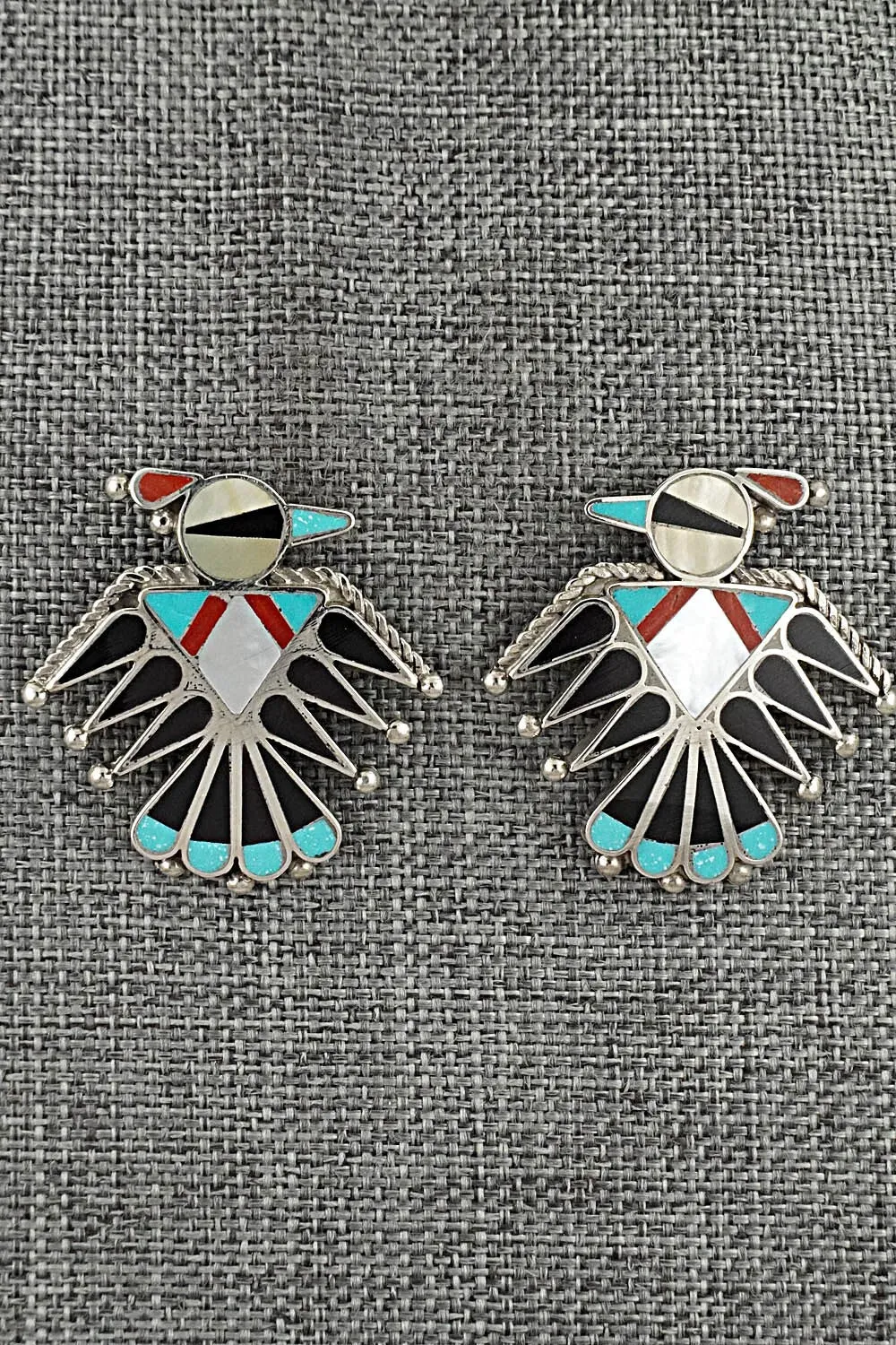 Multi-Stone Inlay & Sterling Silver Earrings - Adrian Wallace