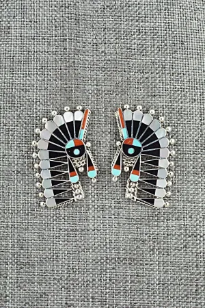 Multi-Stone Inlay & Sterling Silver Earrings - Fabian Cellicion