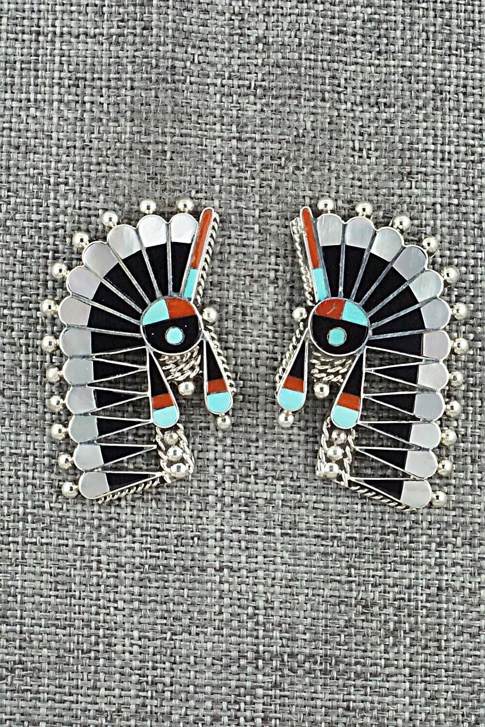 Multi-Stone Inlay & Sterling Silver Earrings - Fabian Cellicion