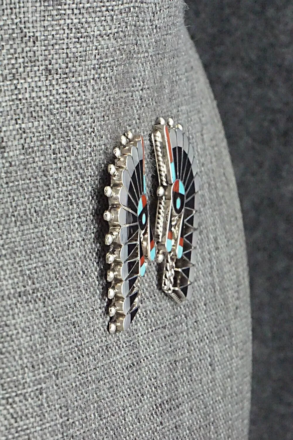 Multi-Stone Inlay & Sterling Silver Earrings - Fabian Cellicion