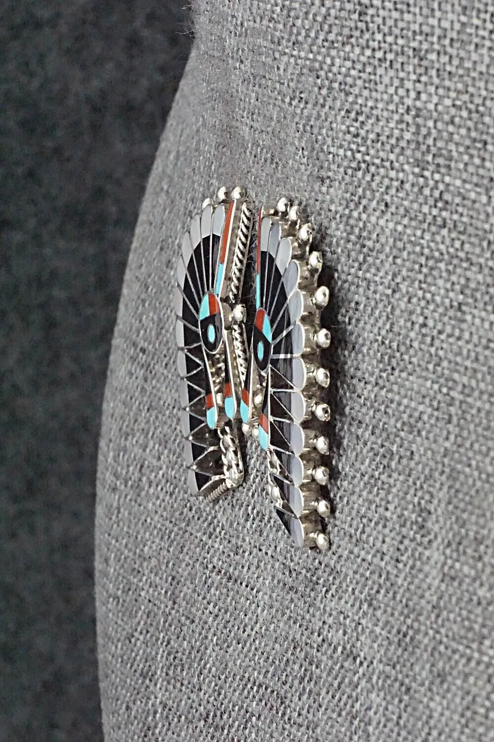 Multi-Stone Inlay & Sterling Silver Earrings - Fabian Cellicion