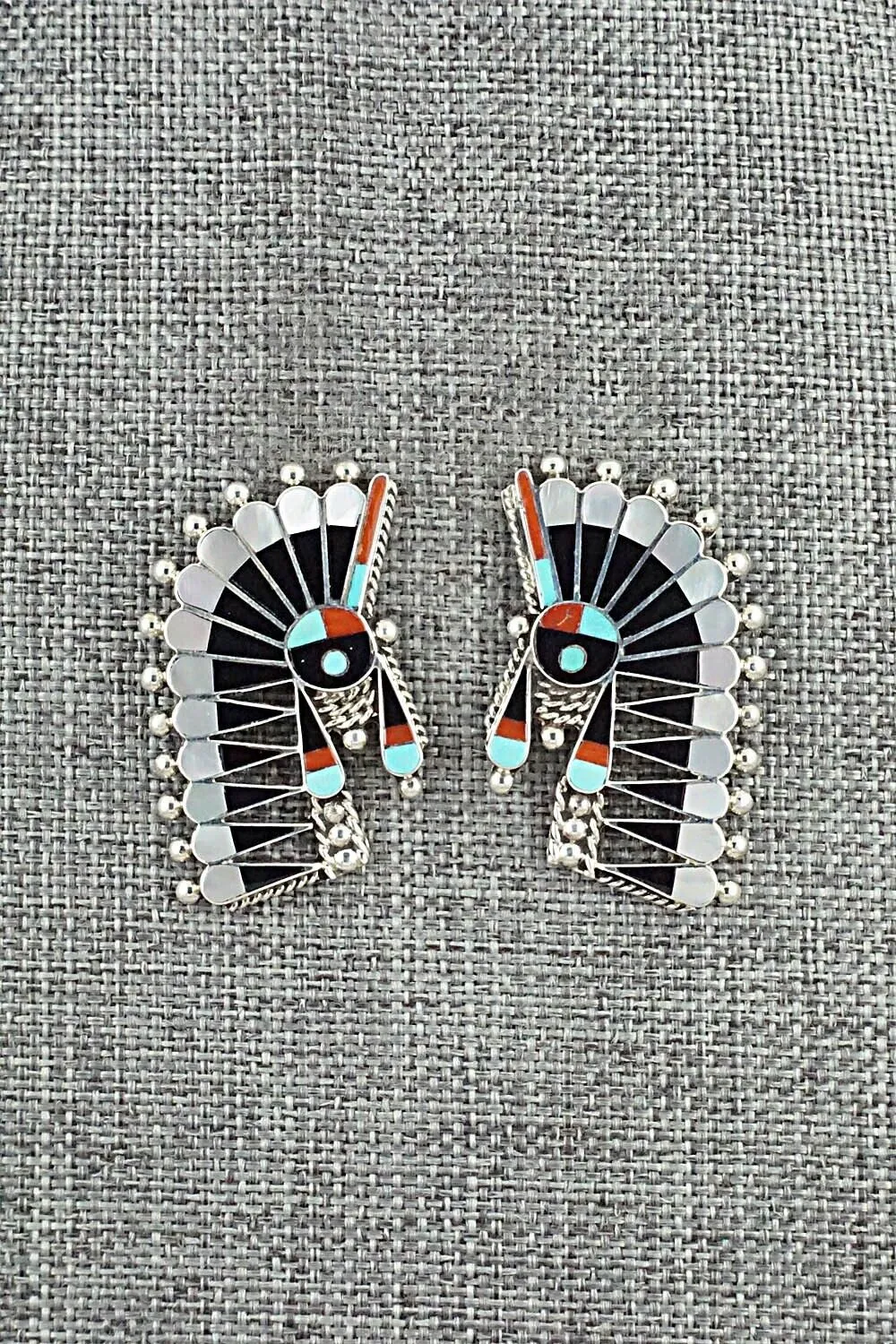 Multi-Stone Inlay & Sterling Silver Earrings - Fabian Cellicion