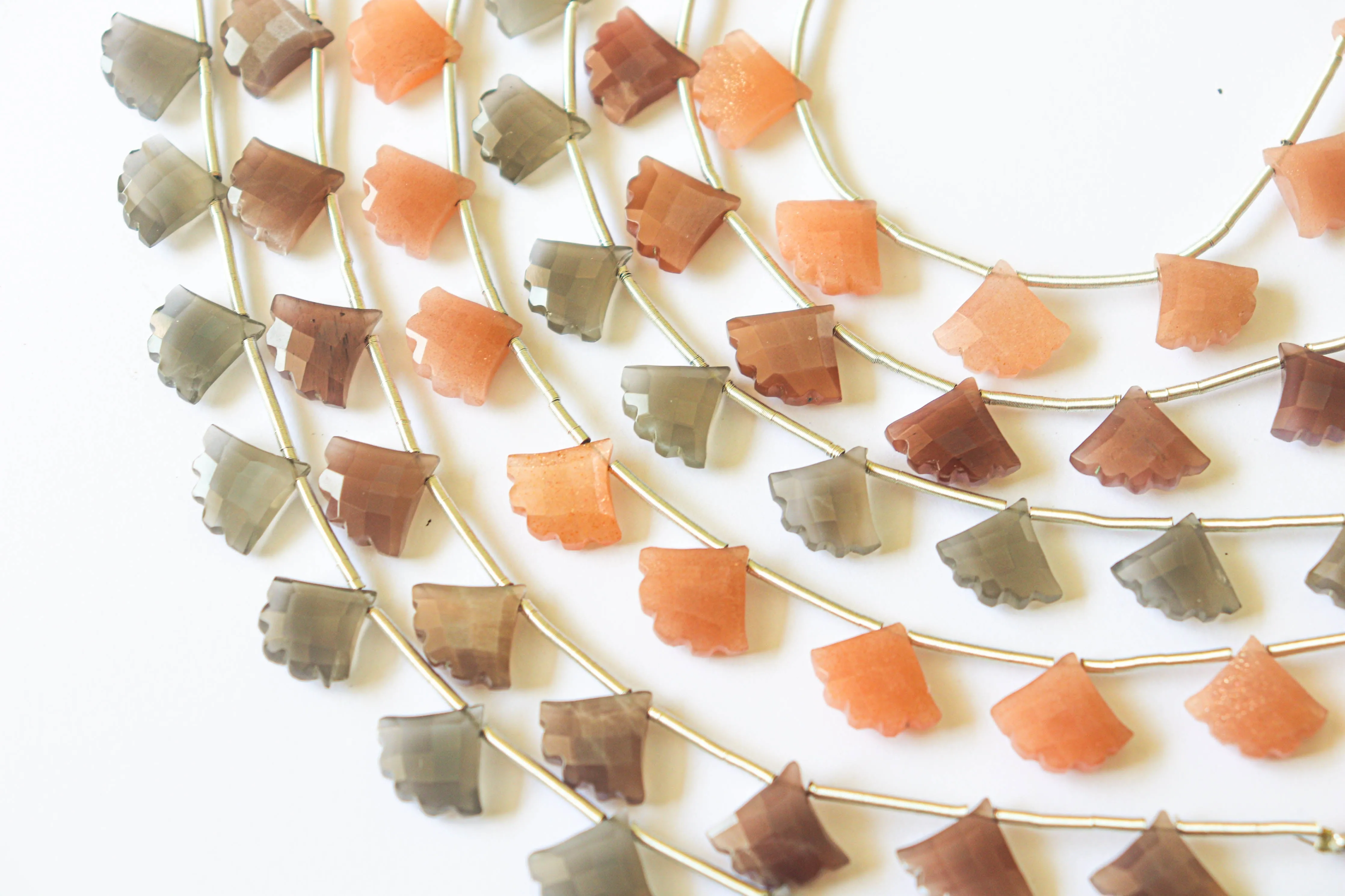 Natural Moonstone Fancy Shape Faceted Beads