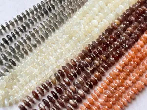 Natural Moonstone Micro Faceted German Cut Rondelle Beads