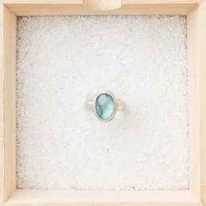 One of a Kind Aquamarine Ring with Serrated Bezel