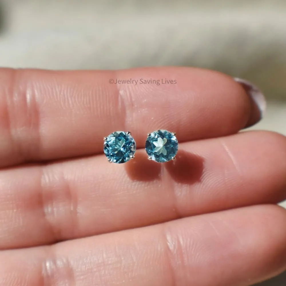 Oval Aquamarine Stud Earrings